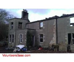 Scottish Borders, South Scotland: Help rebuilding our burned house. Work outside & Learn English
